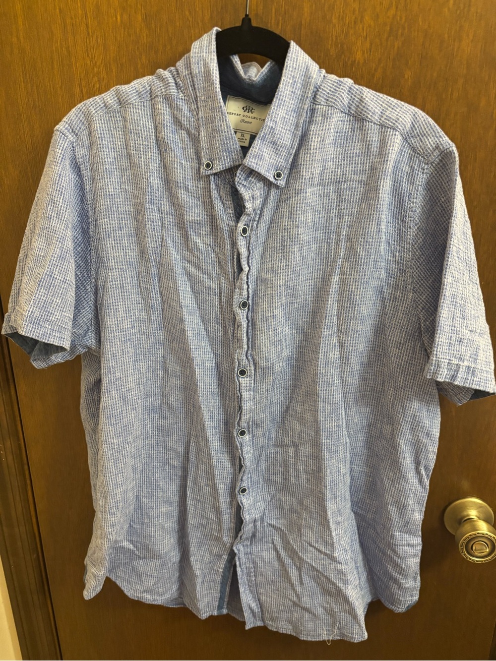 Report Collection Resort Light Blue Short-Sleeve Button-Down Shirt